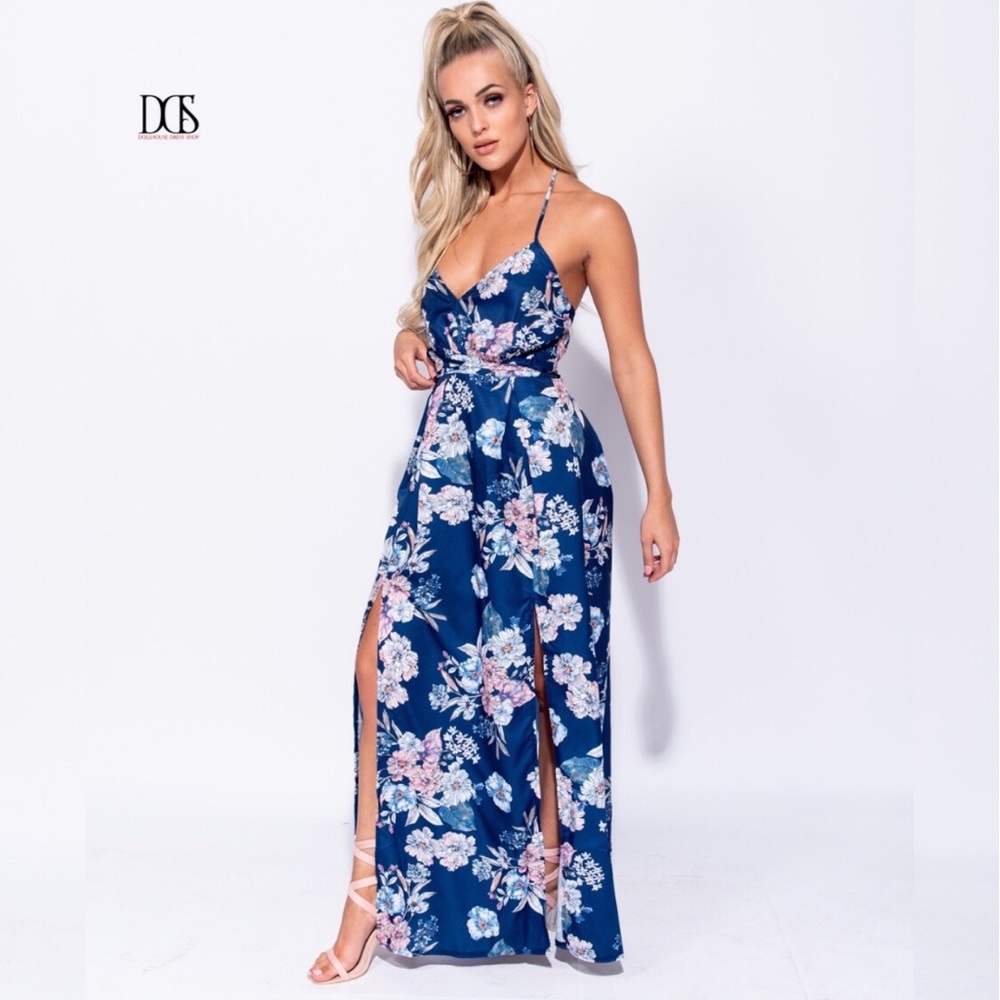 5 ⭐️ Caliente - Floral Thigh Slit Maxi Dress - Picture 5 of 8